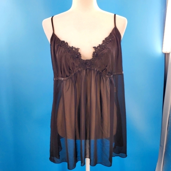 Linea Donatella black babydoll nightie and robe set - Picture 1 of 13